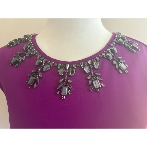 Ted Baker J’Adore Y2K Jewelled Neckline Purple Fit & Flare Dress TB0 US Size 2 - Picture 8 of 14
